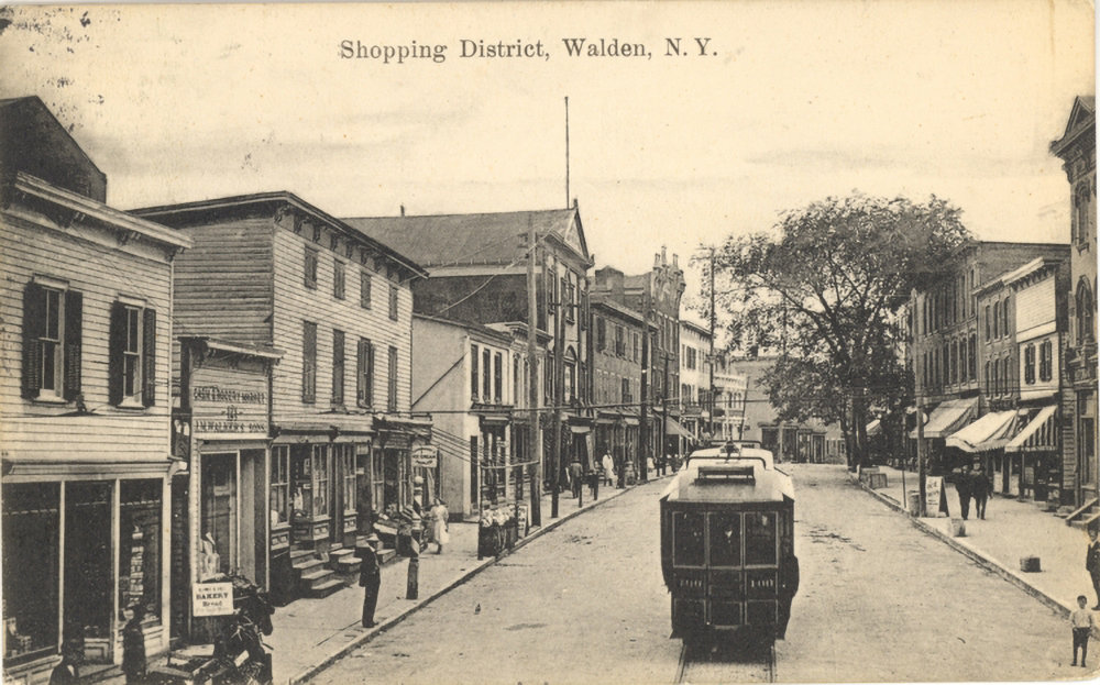 A trolley makes its way down Walden’s Main Street in this undated photo.